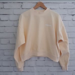 Madhappy Sweatshirt Terry Cloth Yellow Medium Cropped Crewneck